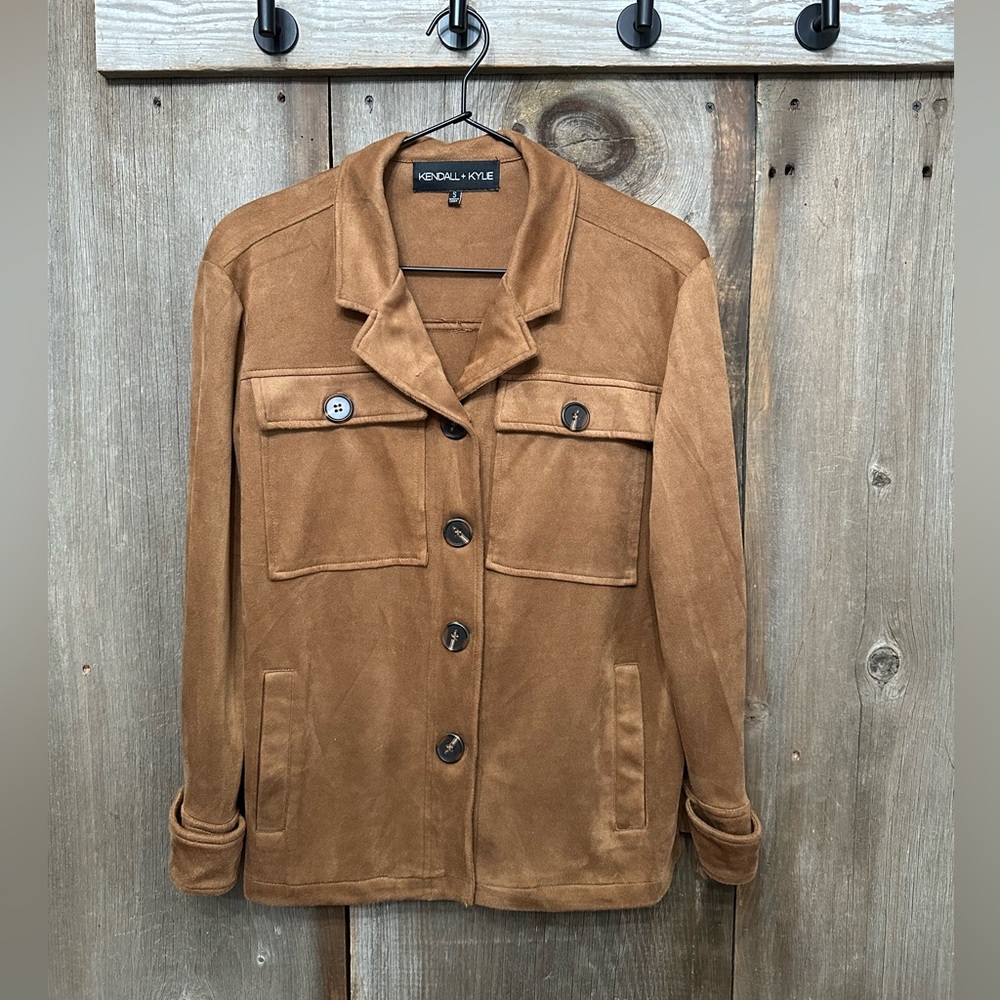Kendall + Kylie Faux Suede Blazer Jacket in Cognac / Brown Size Small